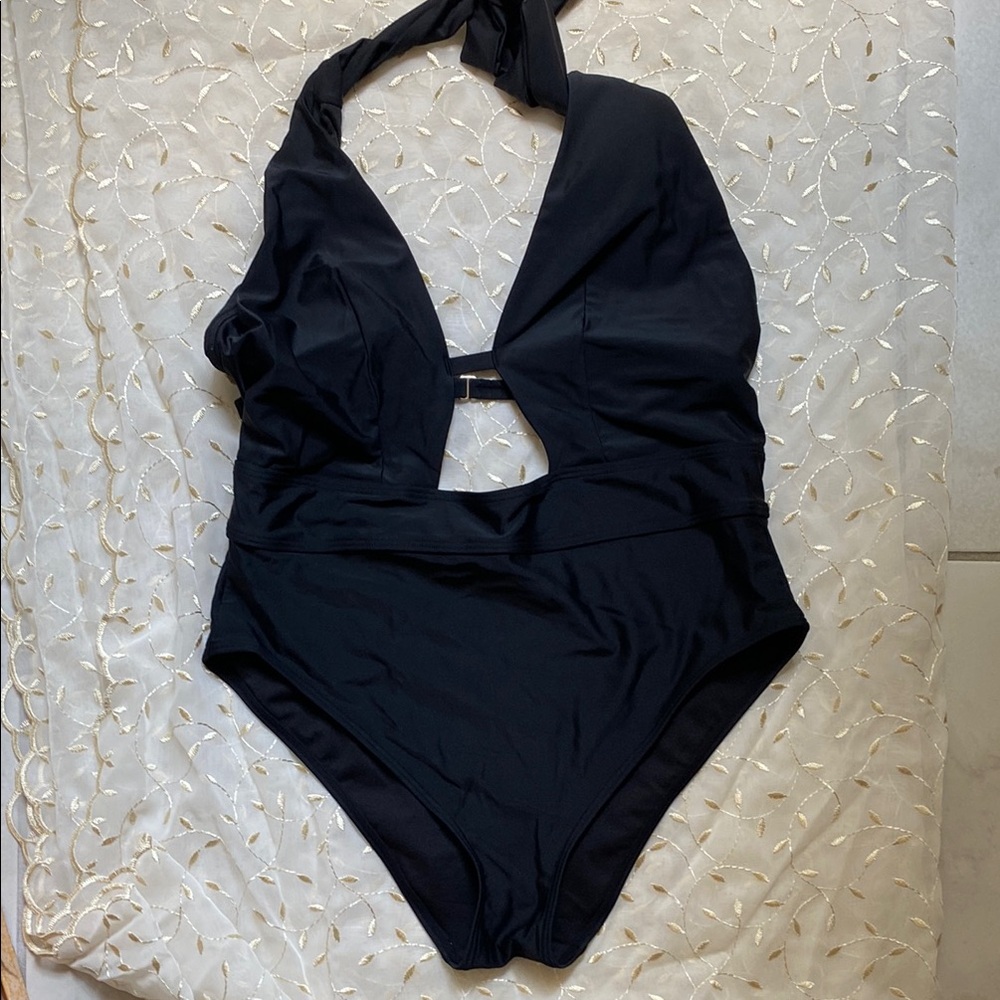 Black Halter One-Piece Swimsuit